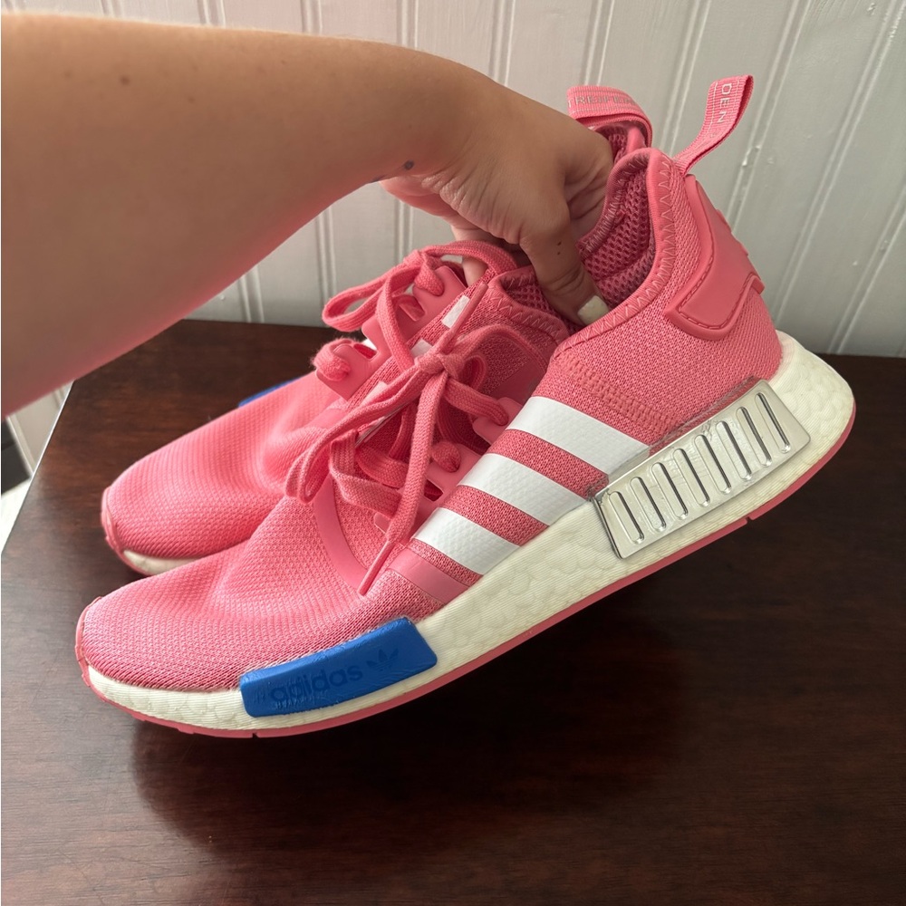 Adidas Pink and White NMD R1 Shoes Womens Size 10